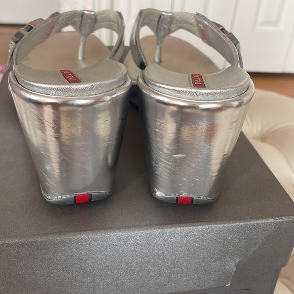PRADA SILVER WEDGE SANDAL - Picture 5 of 8
